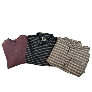 LOT OF 3 Men's XL Drake Hunting Henley/Polo/LS Plaid Shirts SEE DESCRIPTION